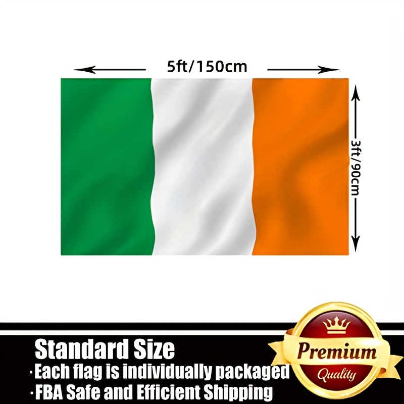 1pc, Bandeira da Irlanda 3x5 FT,210D Bandeiras Irlandesas Com Listras Costuradas (Não Impressas), Cabeçalho de Lona Grommets de Latão, Cor Vívida, Triplo Costura, 100% Nylon de Alta Qualidade Para Exibição Ao Ar Livre em Todas as Condições Climáticas