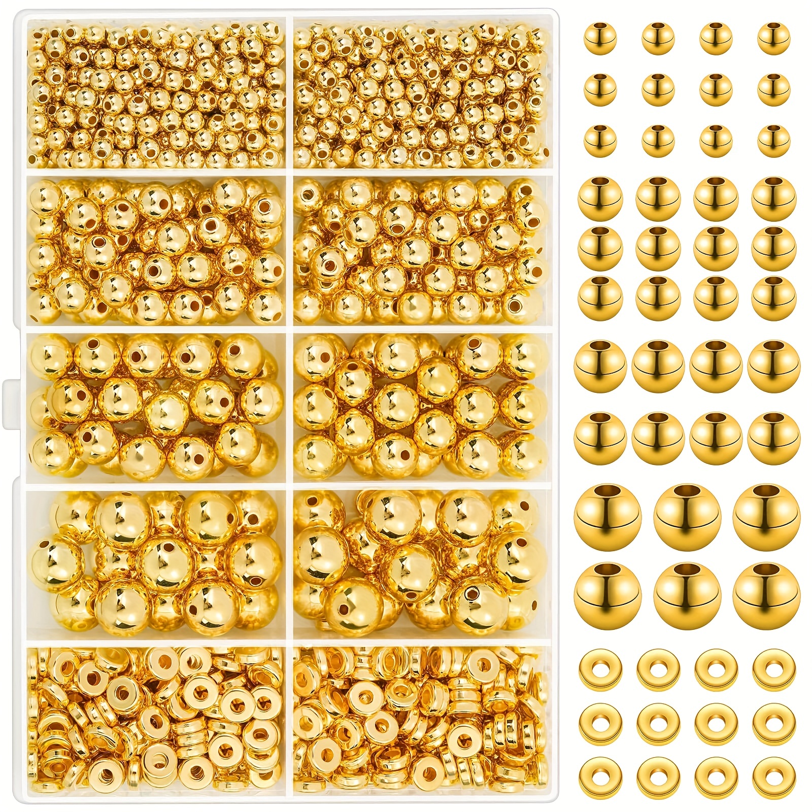 Cheap 2240Pcs Gold Beads for Bracelets Round Gold Beads for Bracelets Small  Gold Beads Earring