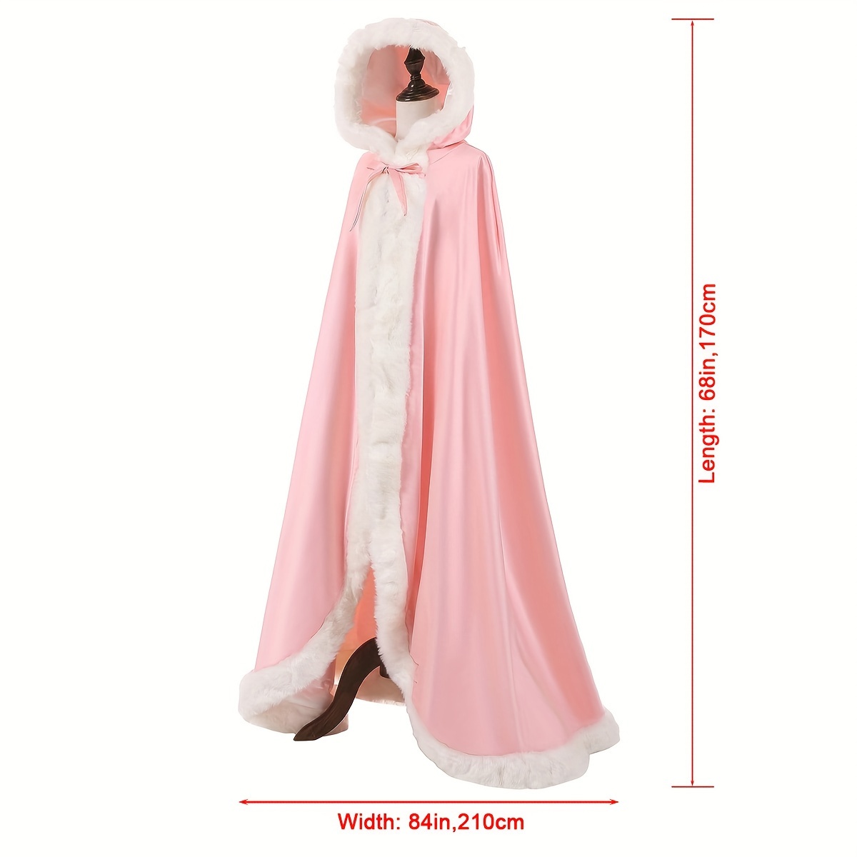 1pc romantic   fur satin artificial fur hooded windproof and warm cloak cape women girls clothing accessories details 15