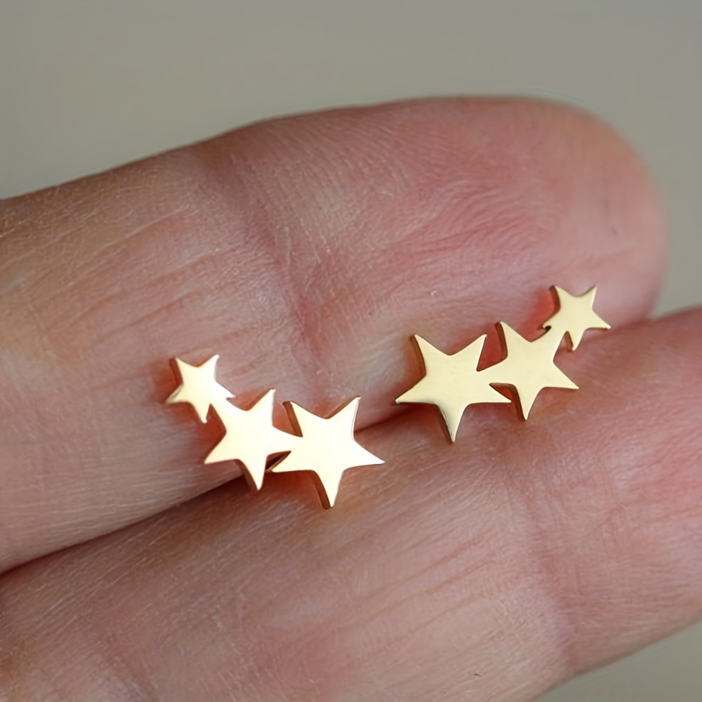 Men's Stainless Steel Star Shape Stud Earrings