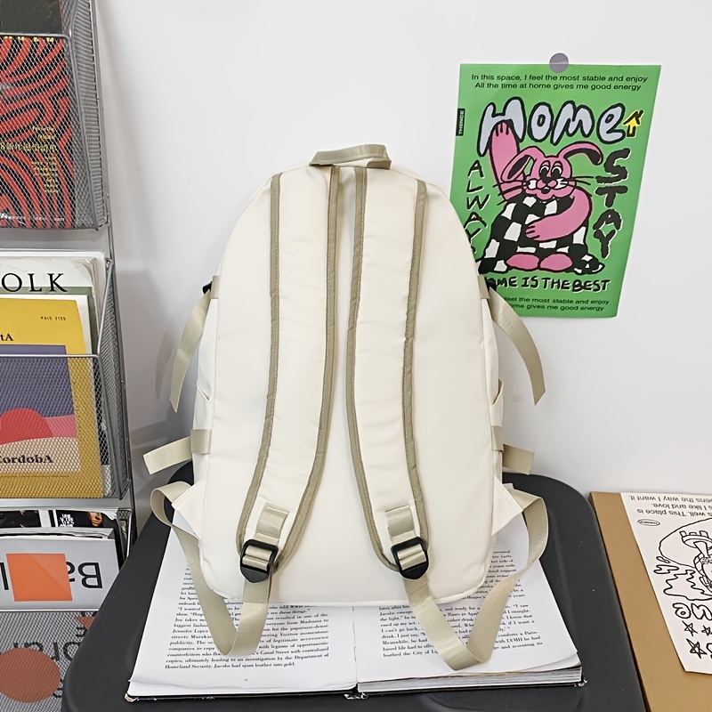 Simple Casual Canvas Backpack School Bag Travel Bag Trendy Couple Backpack  - Temu
