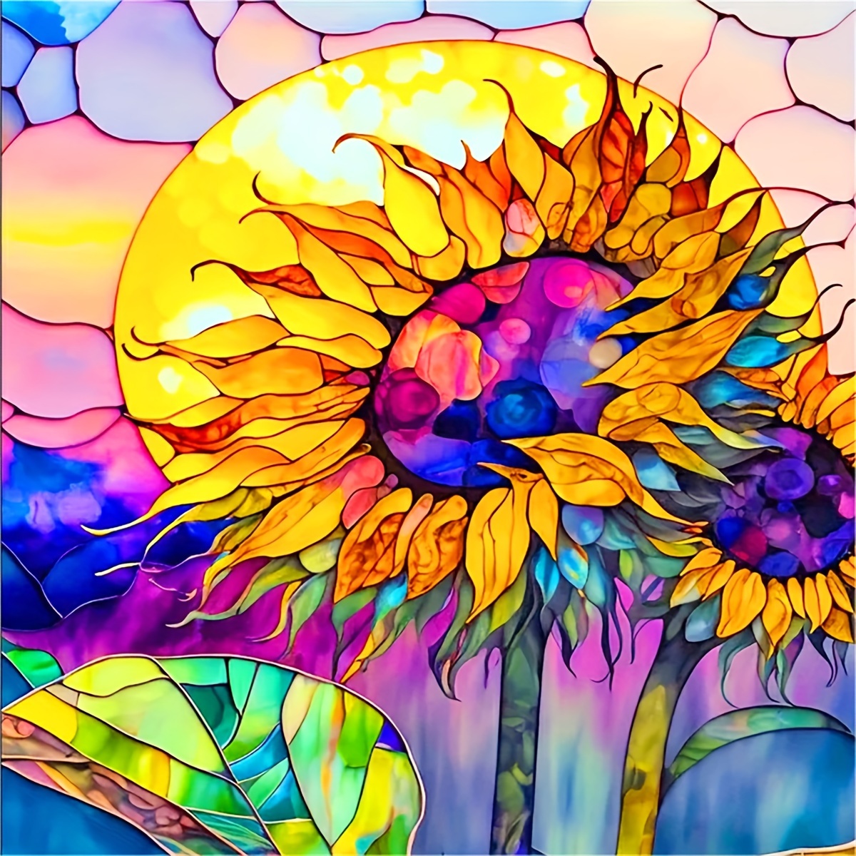 Large Size Frameless Diy 5d Diamond Painting Sunflower - Temu