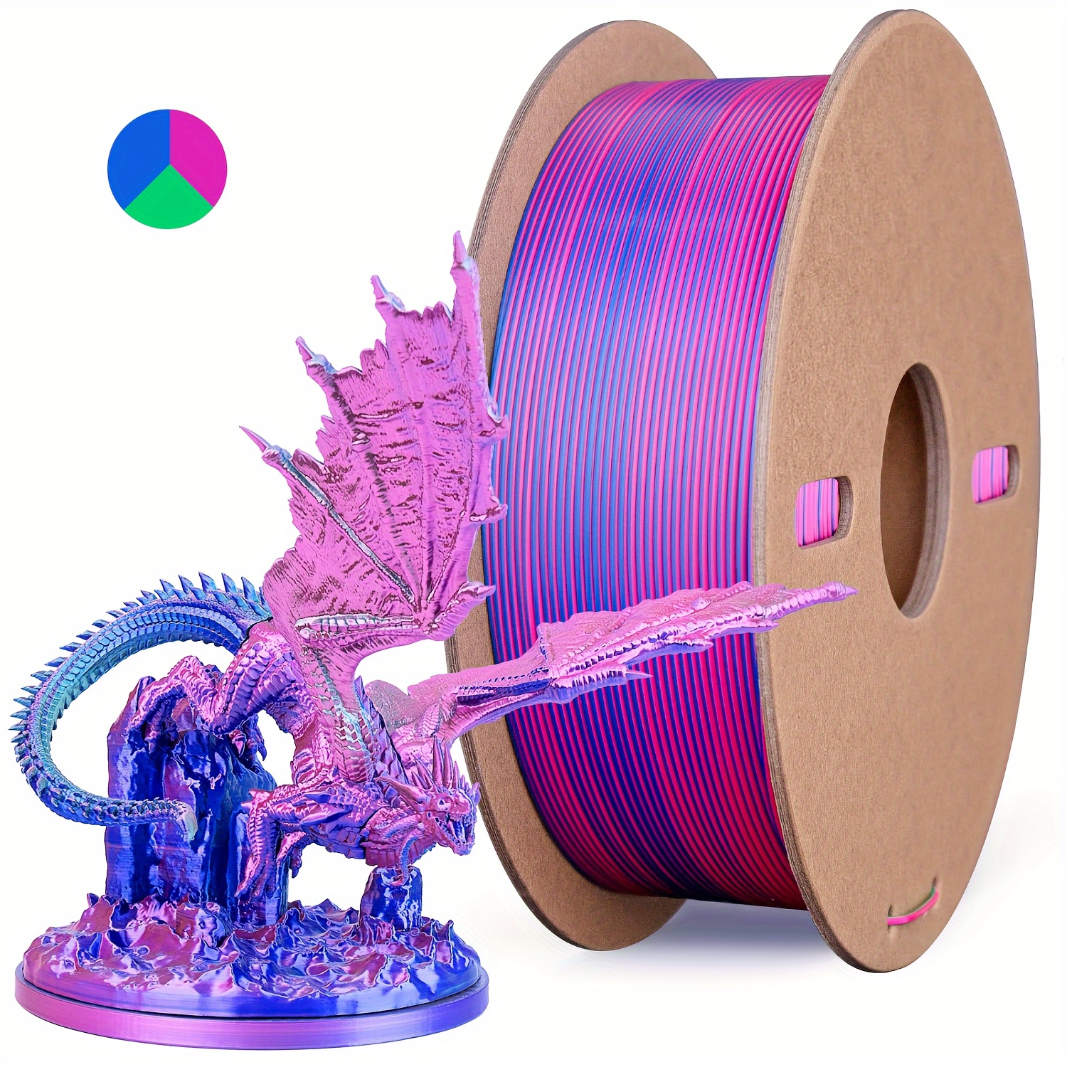 

1 Roll, Pla 3d Printer Filament, Triple-color Silk Pla Filament, 1.75mm 3d Printing Filament, Fit Most Fdm Printers, 250g (0.55lb)