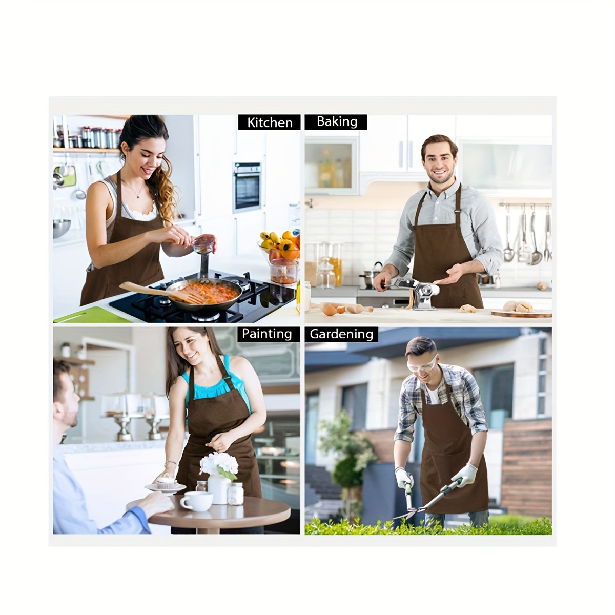 1 Pcs Waterproof Apron Woman's Solid Color Cooking Men Chef Waiter