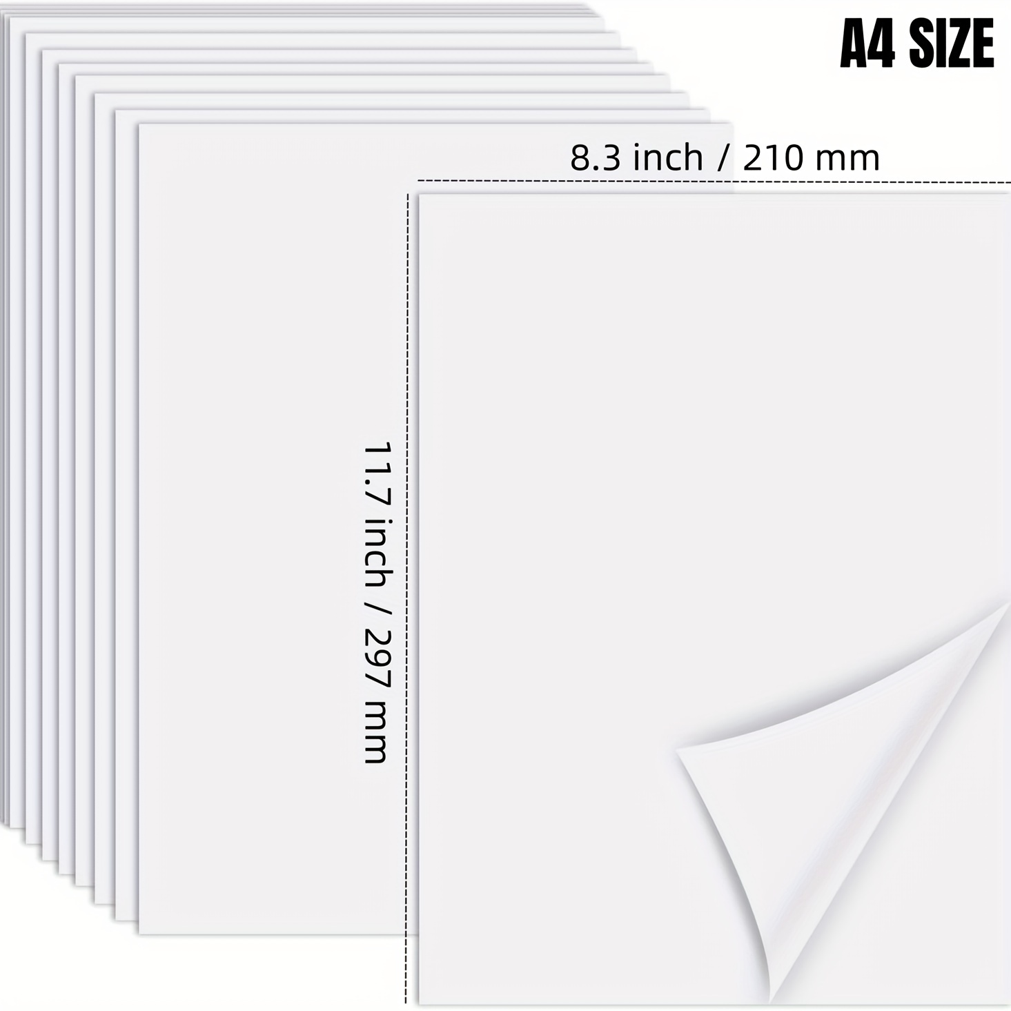 Papel adhesivo de vinilo imprimible para impresora de inyección de tinta,  transparente - 20 hojas autoadhesivas - Papel adhesivo impermeable - Tamaño