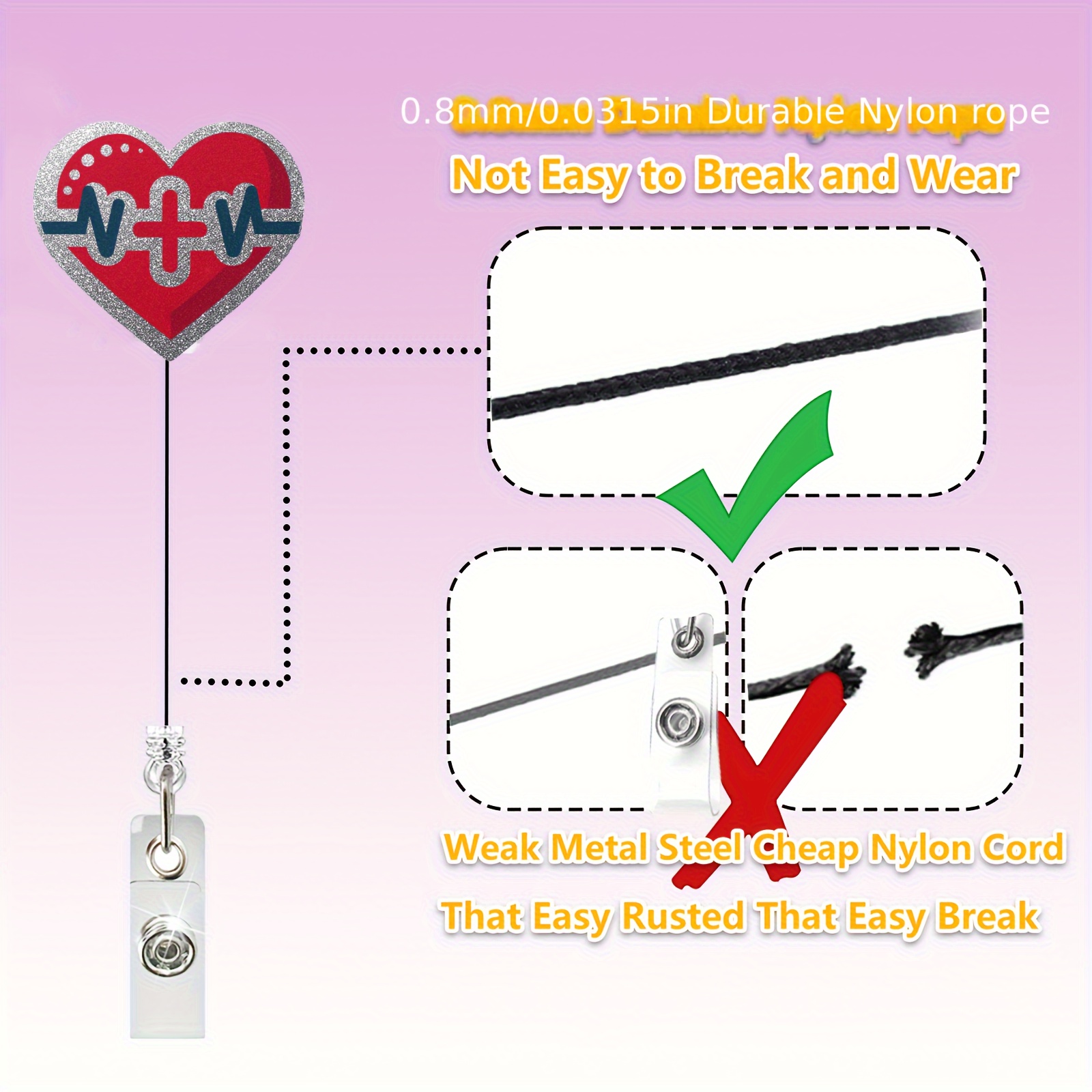Heart Rope Cassette Retractable Badge Reel Tassel Telemetry - Temu