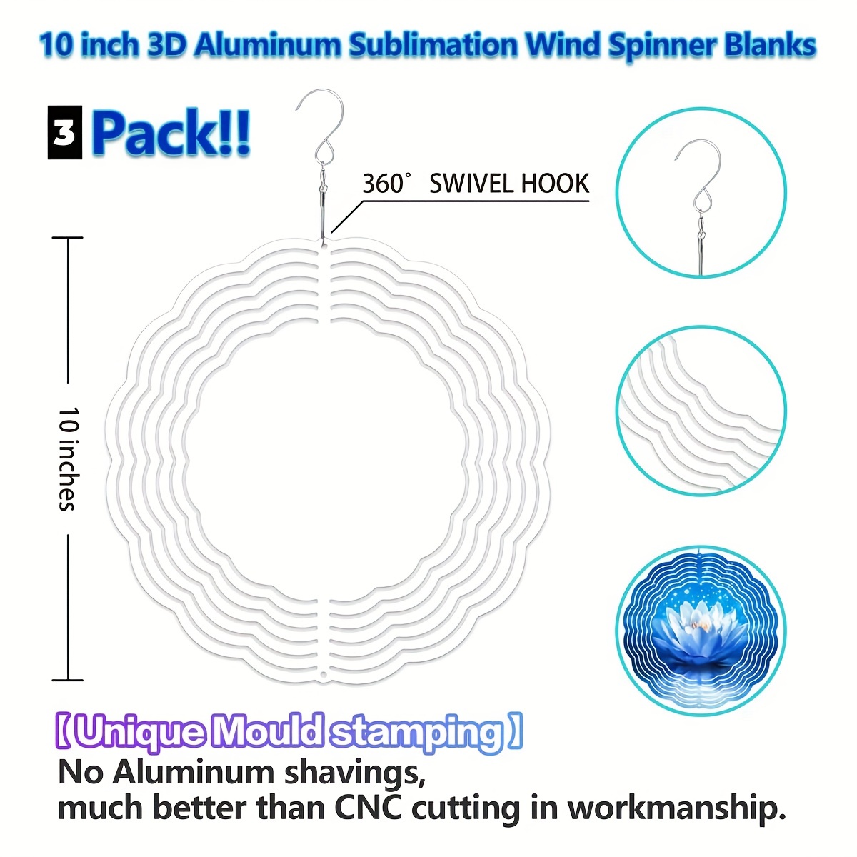 Sublimation Wind Spinner Blanks 3d Aluminum Wind Powered - Temu