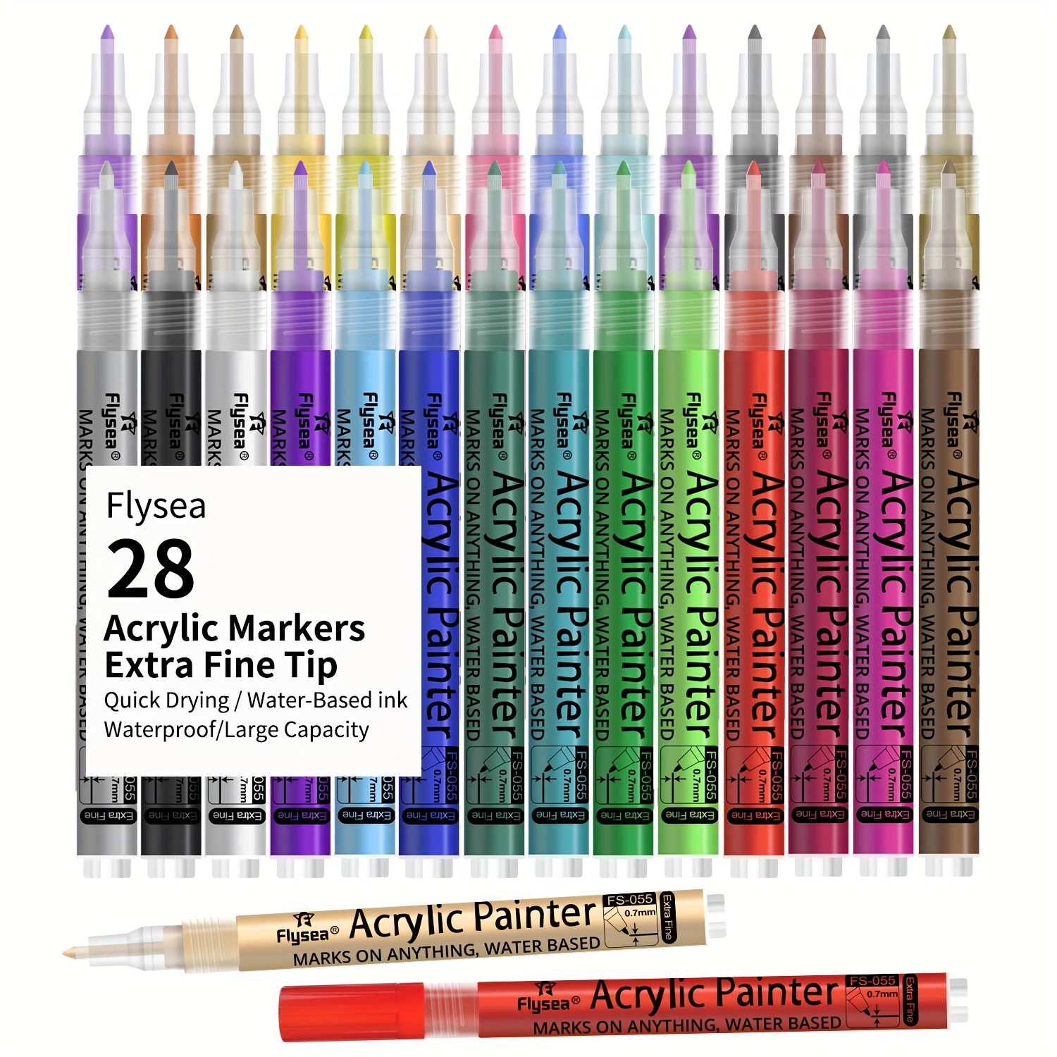 Acrylic Paint Pens Paint Markers Set of 18: Fine Point for Rock Painting  Glass Wood Ceramic Fabric Metal Canvas Easter Eggs Pumpkin Kit, Drawing Art
