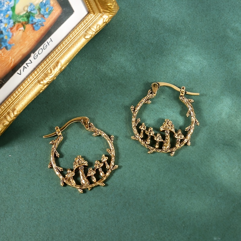Women's Ancient Golden Tree Branch Hoop Earrings