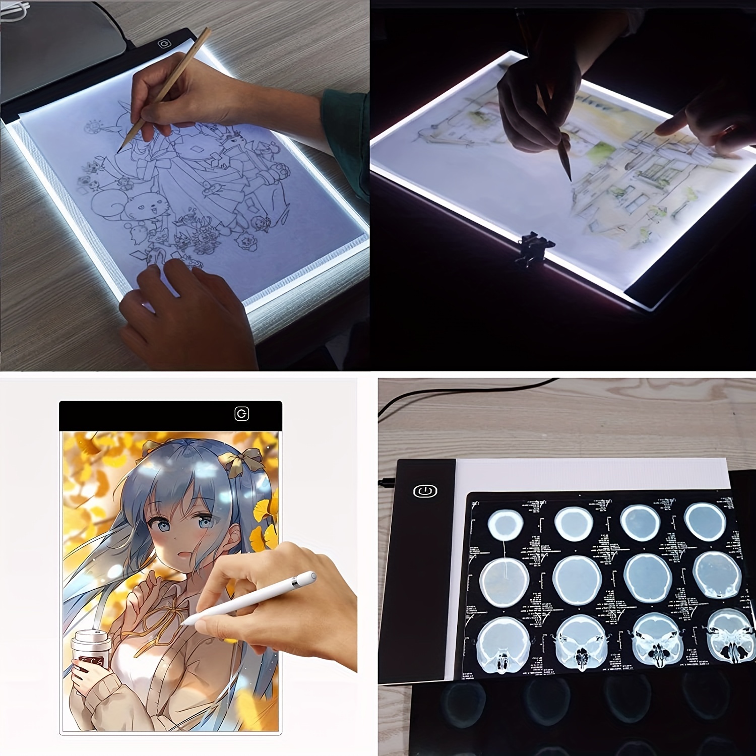 A5 Led Light Table-Light Pad for Tracing with Brightness Adjustable for  Artists，Drawing Table with USB Charge Cable Light Board for Drawing 