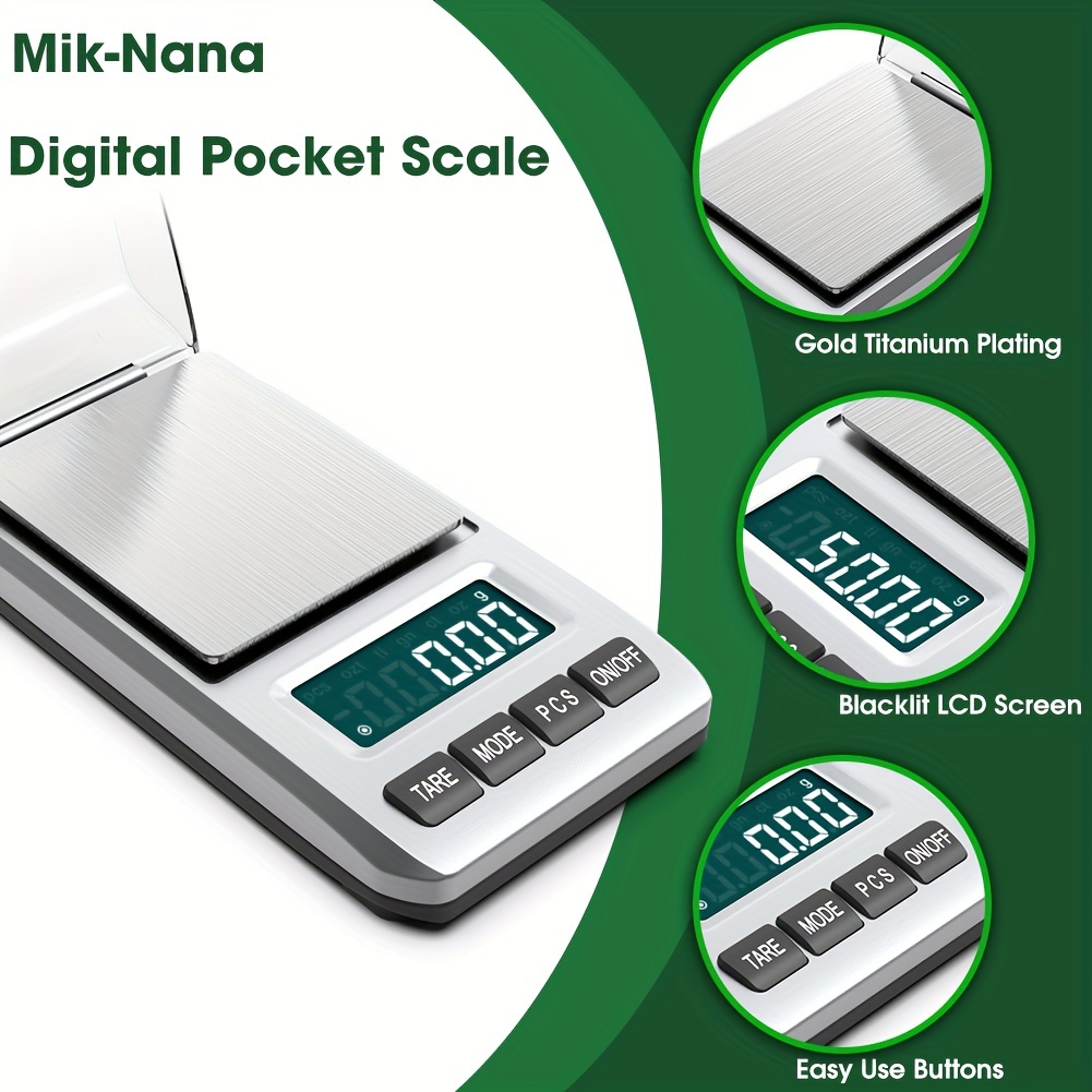 Digital Pocket Scale 1000g/0.1g, Small Digital Scales Grams and Ounces,  Herb Scale, Jewelry Scale, Portable Travel Food Scale( Battery Included )