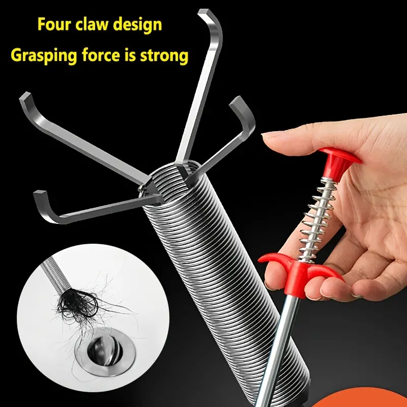 4 Pack Drain Snake Drain Clog Remover, 34 inch Stainless Steel Claw and 3 Pack 19. 7 inch Plastic Sink Unclogger Tool, Sink Drain Cleaner for Kitchen