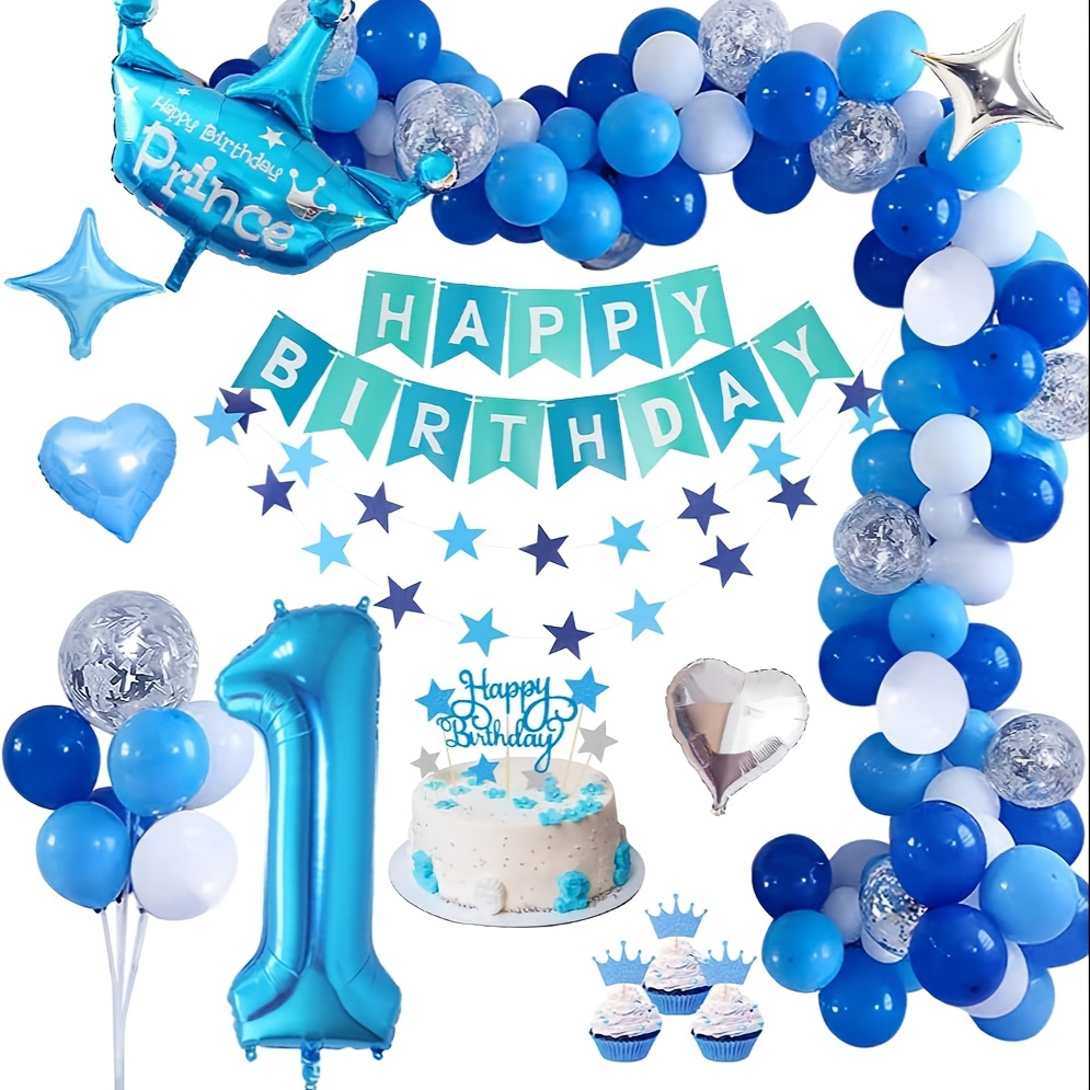 Globos, 11 globos de aluminio de 2 años para decoración de fiesta de  cumpleaños de 2 años, globos de confeti para niños de 2 años (2º, azul)