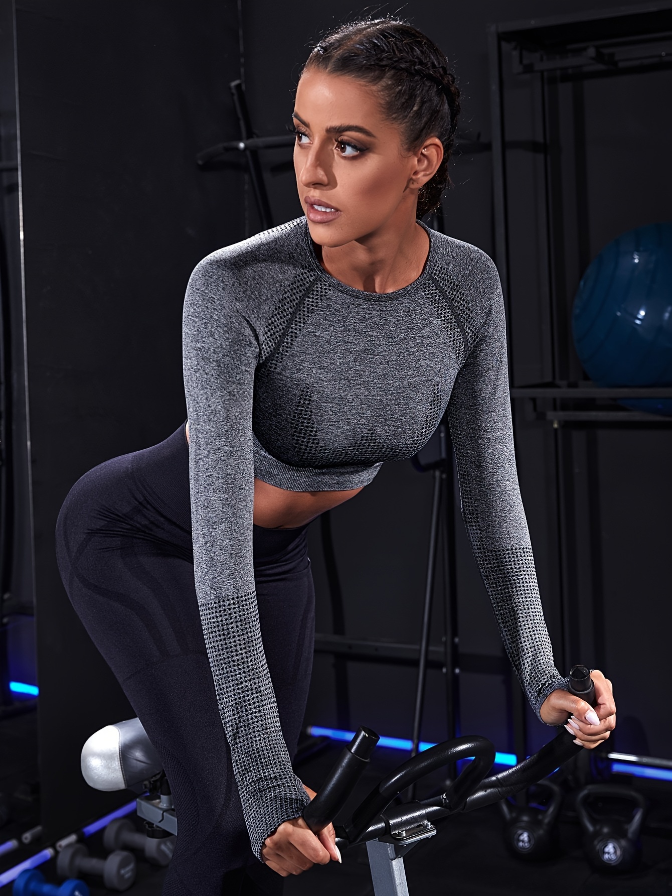 Breathable Comfortable Seamless Cropped Long Sleeve Workout - Temu