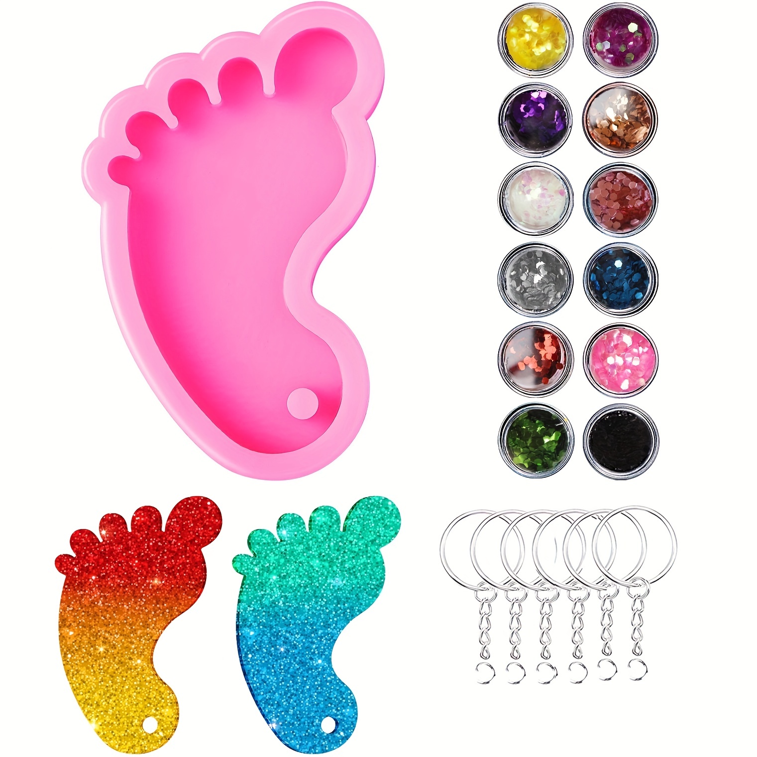 Resin Baby Feet Mold Epoxy Resin Keychain Molds DIY Jewelry Making Mold 1pc  Set