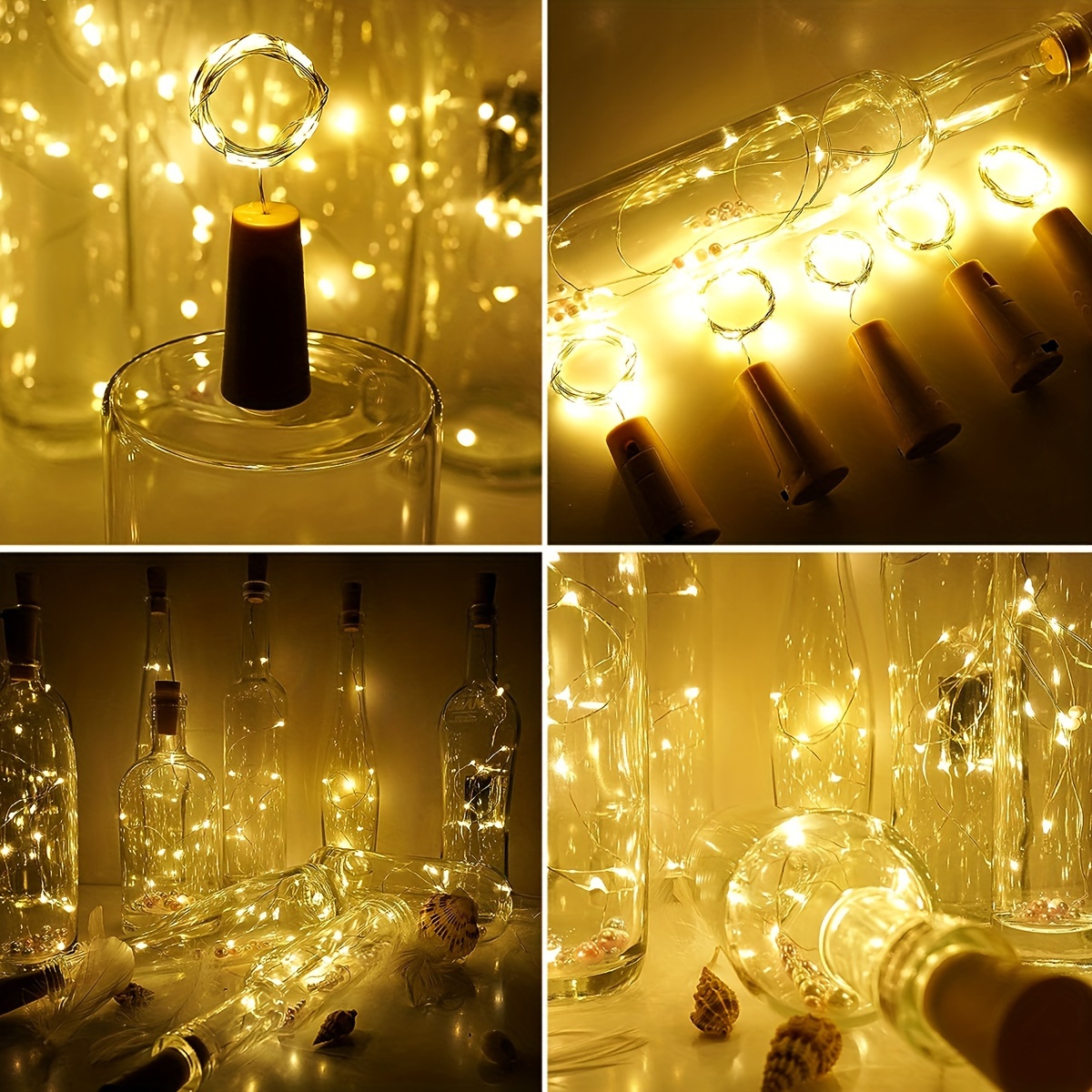 HTAIGUO Lot de 10 20 lumières de bouteille de vin LED avec liège
