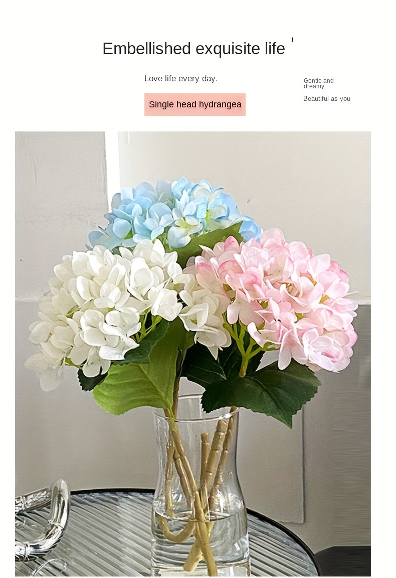 Ortensia azzurra reale come fiori di ortensia di seta artificiale Vari  colori per bouquet nuziale Centrotavola Parete floreale 10 pezzi ZHH-47CM -   Italia