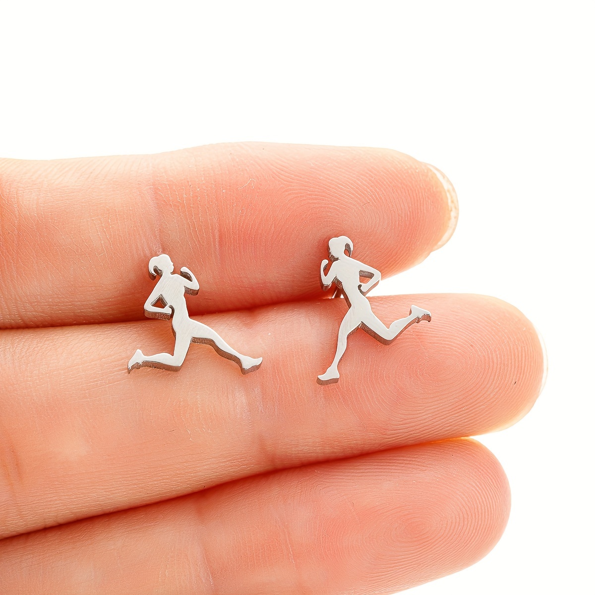 

1/4pairs Stainless Steel Running Sports Stud Earring, Fashion Sport Lovers Gift