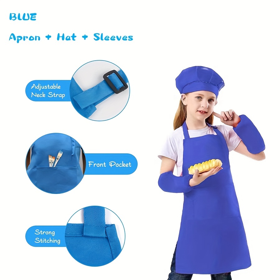 Delantales de cocina artísticos para niños, ropa de cocina con manga y  sombreros de Chef para pintar, hornear, 9 colores, 4 unidades por juego -  AliExpress