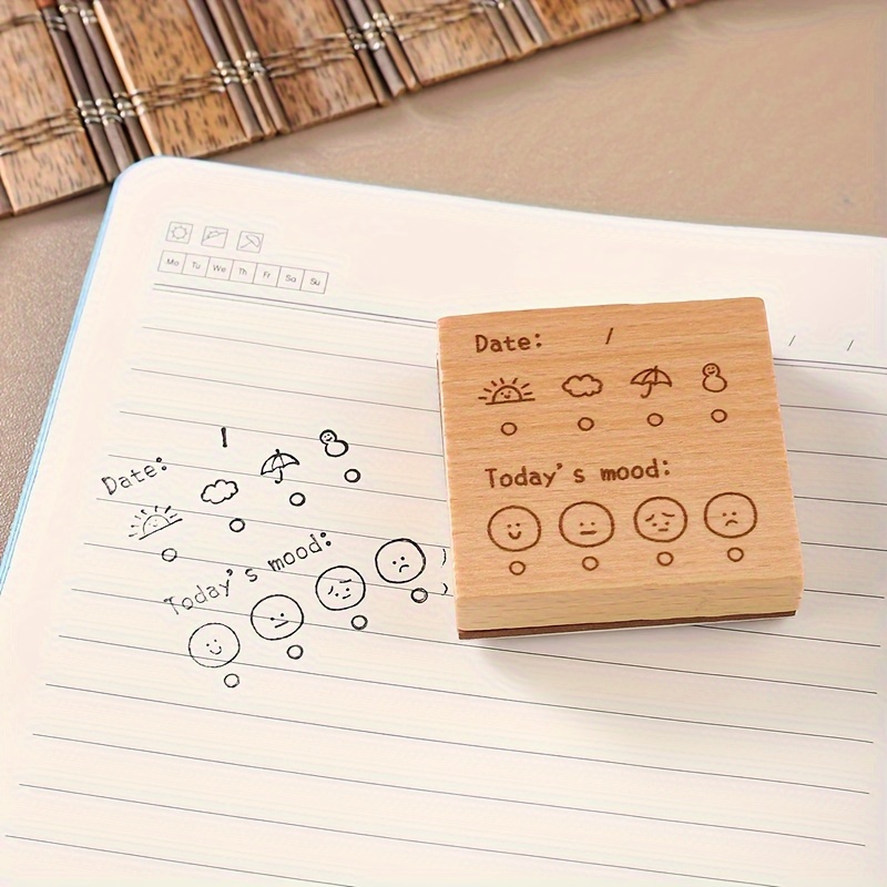 

1pc, Vintage Weather And Mood Simple Hand Account Multifunctional Wooden Stamp, Back To School, School Supplies, Kawaii Stationery, Colors For School, Stationery, Back To School