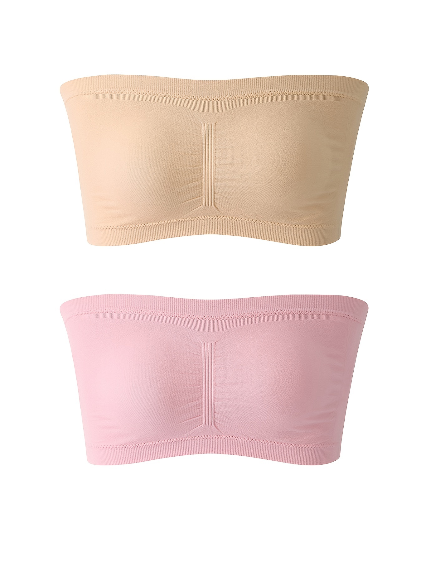Bra Padded Wireless Strapless Bra For Women Bandeau Top Bra Comfort(pink