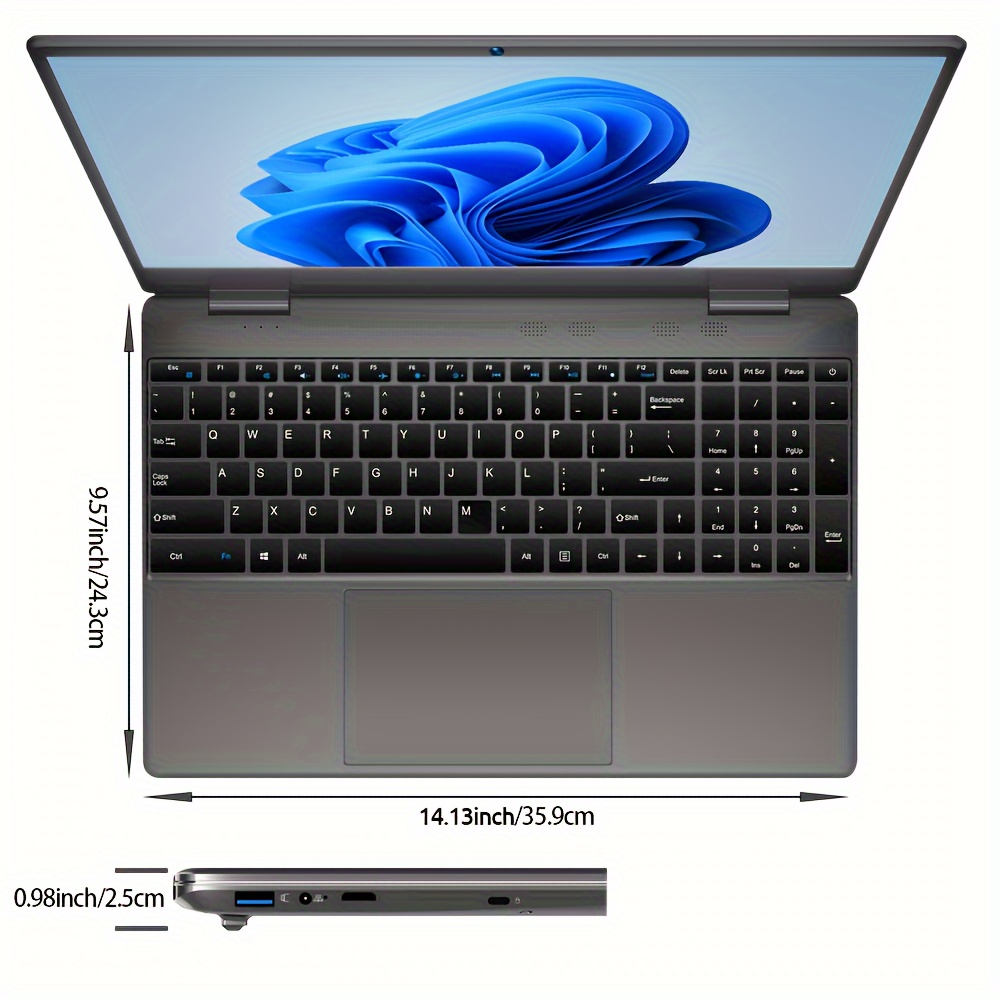 Auusda Laptop Computer w/16GB DDR4 RAM 512GB NVMe SSD, Intel N95 Up to 3.4  GHz, 15.6 FHD IPS LCD Work PC, Windows 11 Pro Notebooks, Backlit Keyboard