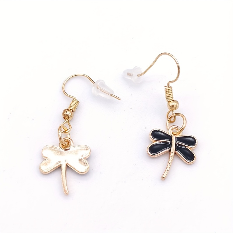 Alloy Dragonfly Earrings with Funky Drip Oil Design