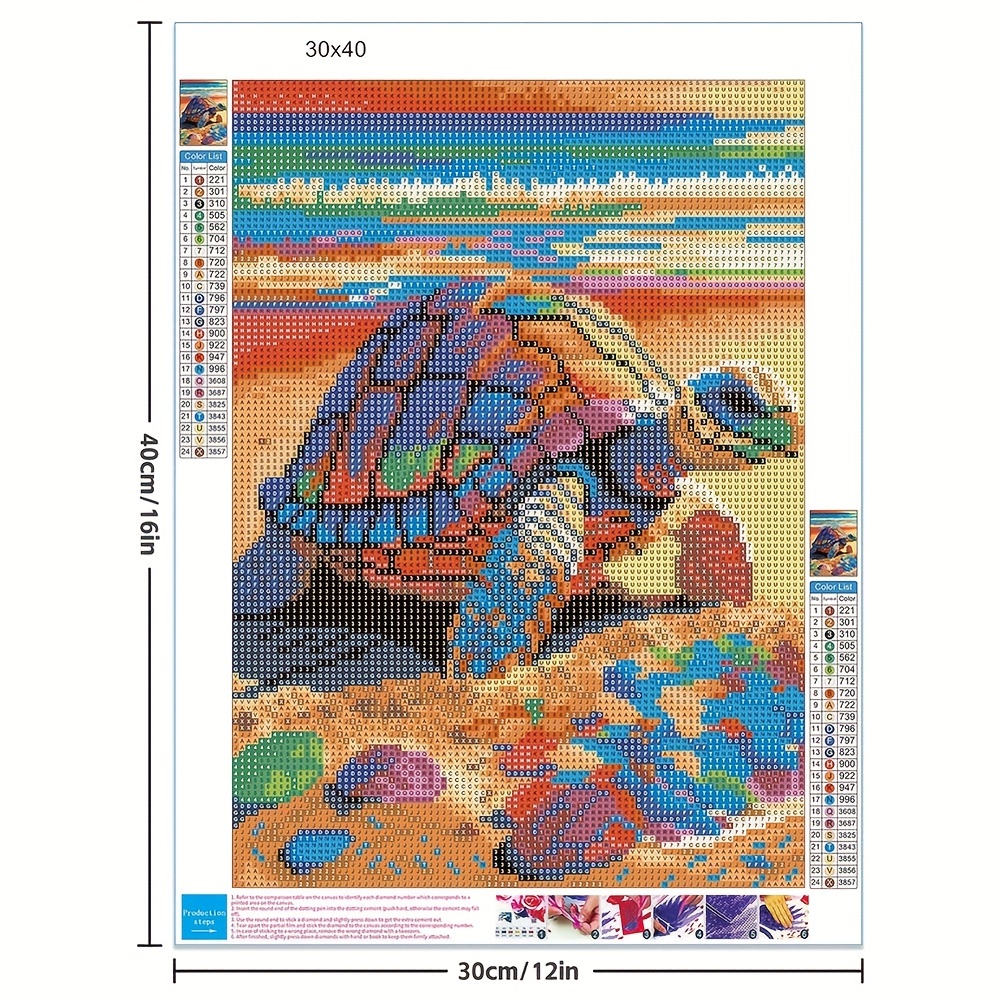 Turtle Artificial Diamond Painting Kit Tools For Adults 5D DIY Diamond Art  Tools For Beginners With Round Full Diamond Gems Painting Art Decor Gift