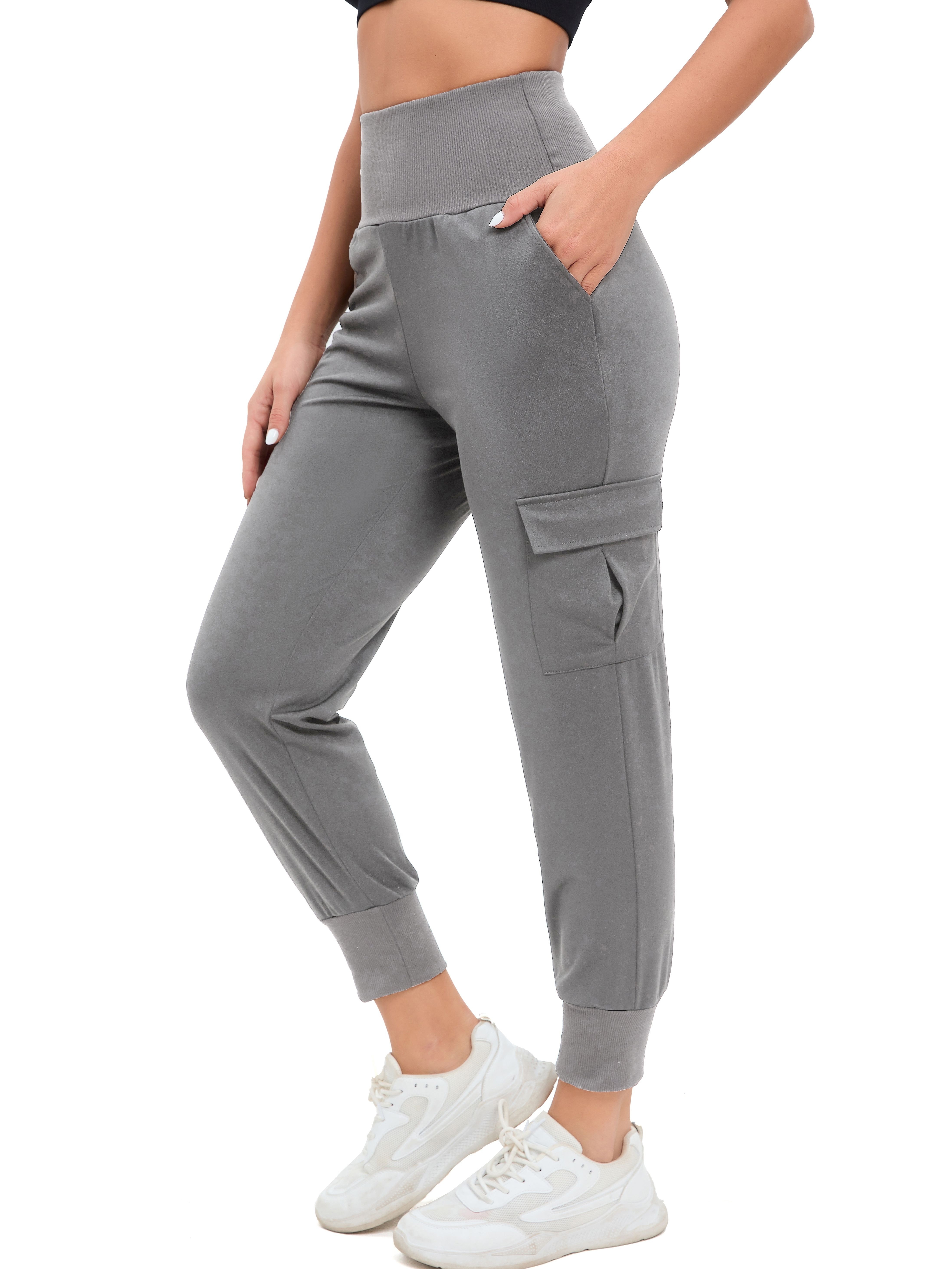 Gray Sweatpants Women Casual Track Pants Jogger High Waisted
