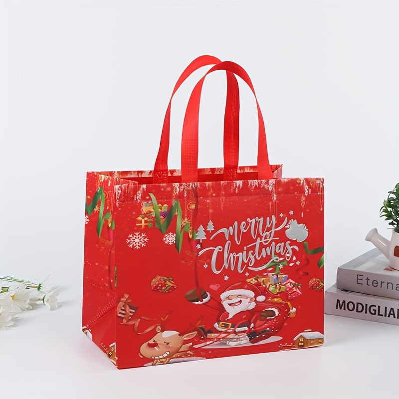 christmas tote bags reusable non woven fabric shopping gift Temu
