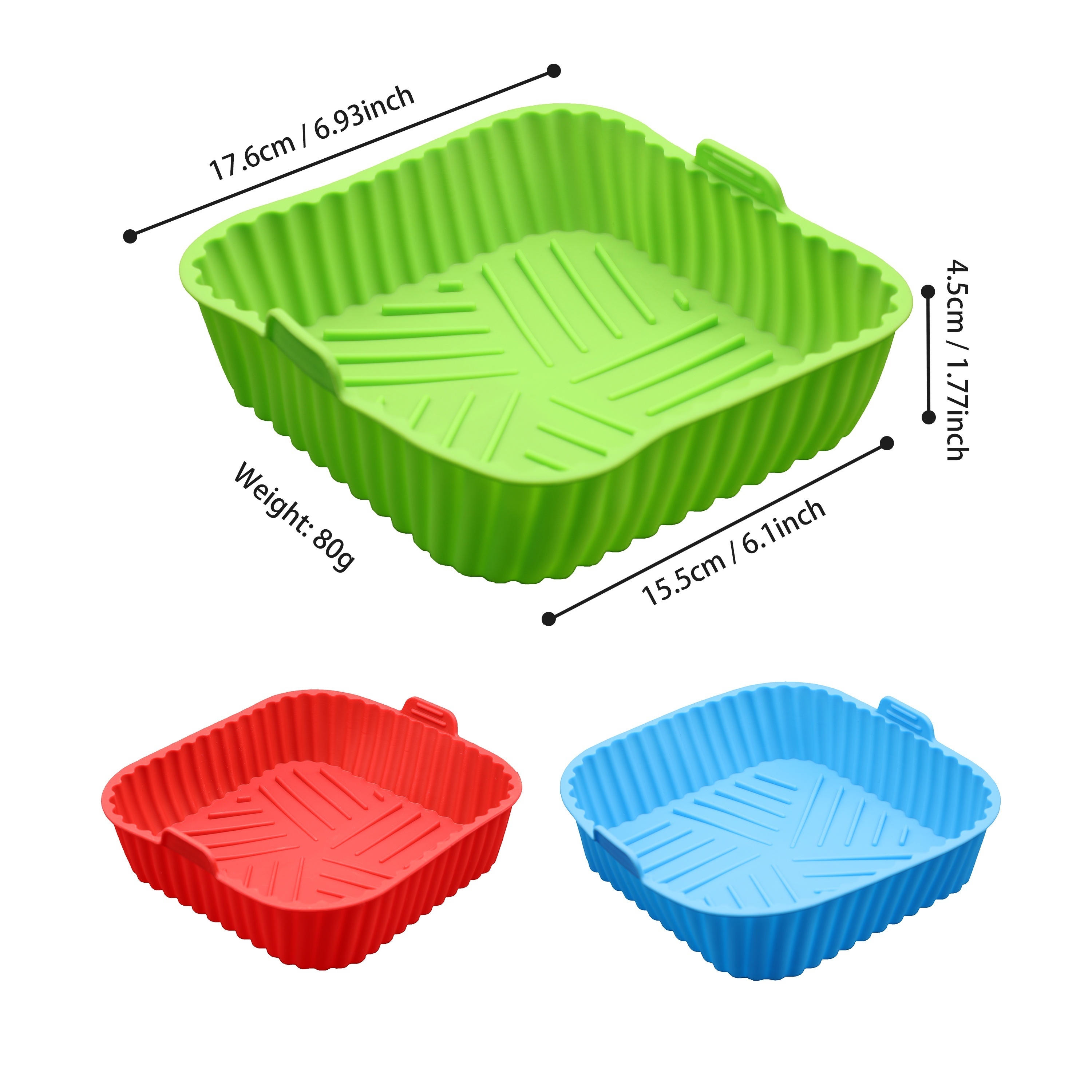 Square Shape (top,bottom ) Air Fryer Silicone Baking Liners,suit For 2 To 5  Qt, Silicone Air Fryer Liners Basket Bowl, Food Safety Air Fryer Oven  Accessories, Reusable Baking Tray Oven Accessories, High-temperature