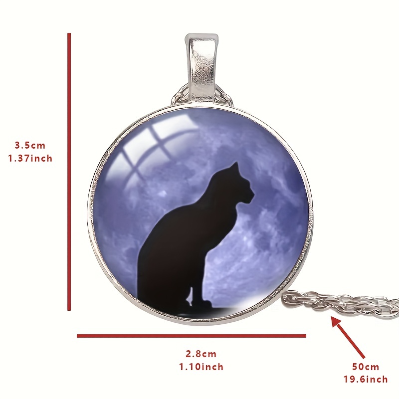 Halloween Moon Star Black Cat Gemstone Necklace Temu