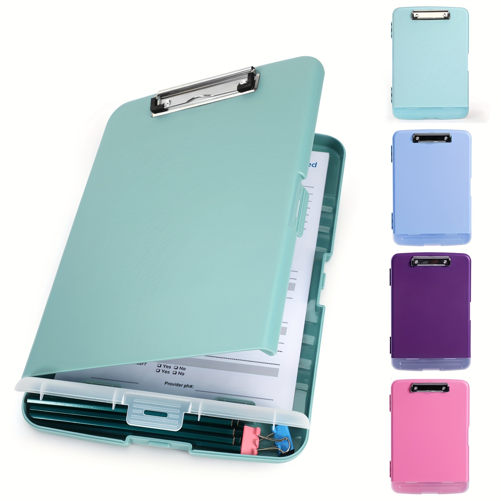 

8.5x11 Clipboard With Storage, Plastic A4 Clips Board With Pen Holder To Keep Your Documents Organized