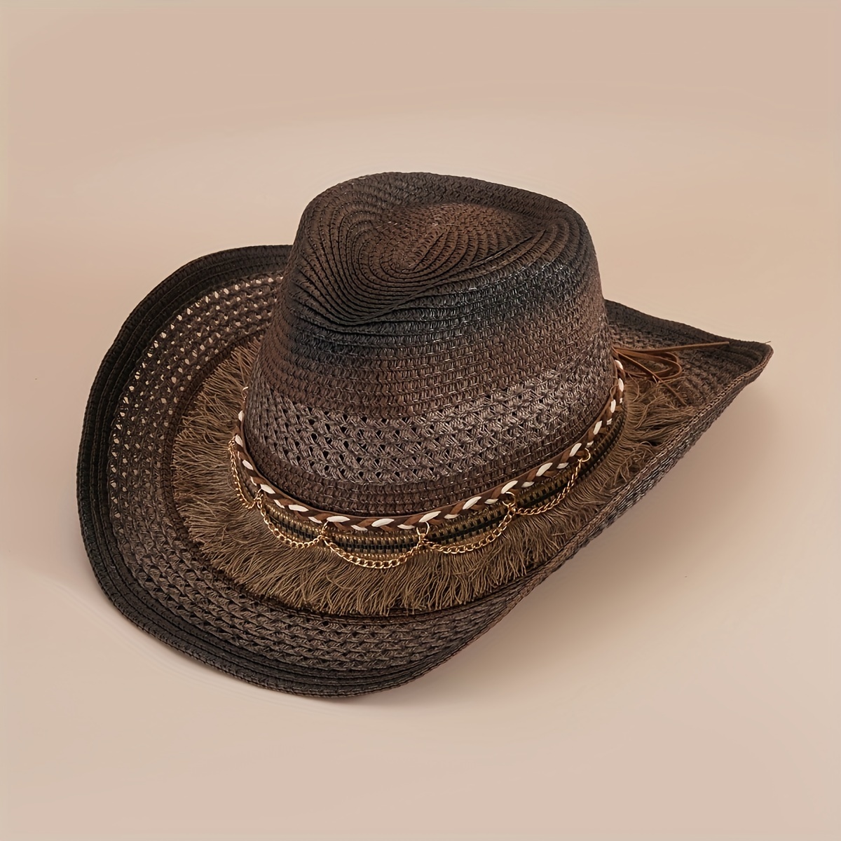 Cowboy Hat Classic Vintage Hollow Out Unisex Curled Edge Wide Brim Men Sun Hat  Fishing Hat