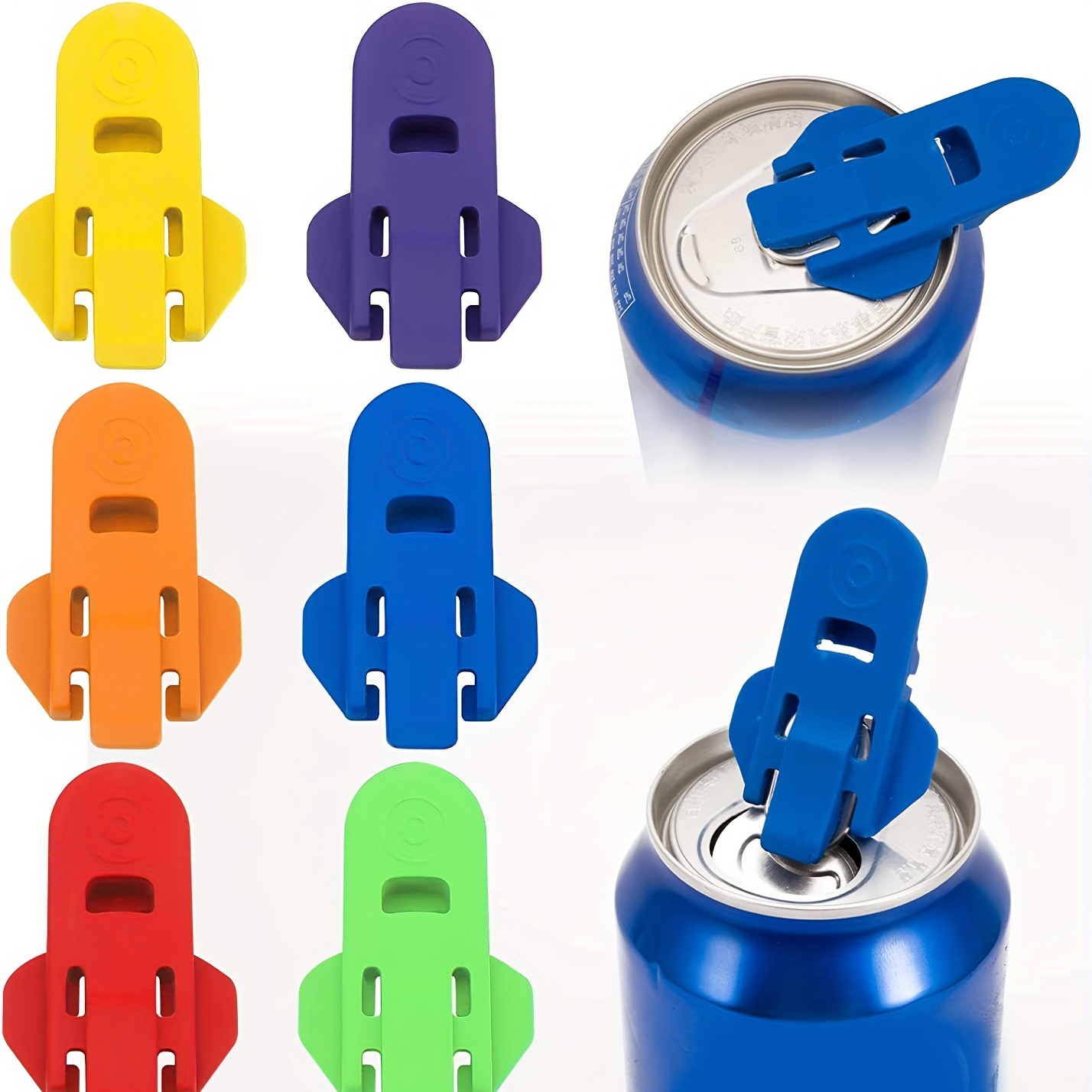 1pc Plastic Can Opener, Solid Color Blue Drink Shields And Soda