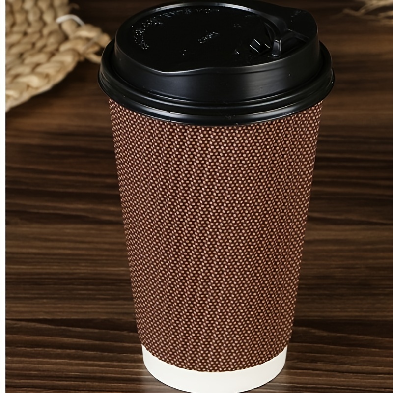 Disposable Thickened Double-layer Hot Drink Milk Tea Cup, Coffee Paper Cup  With Lid, Heat Insulation, Anti-scalding Corrugated Paper Cup For  Restaurants/cafes - Temu