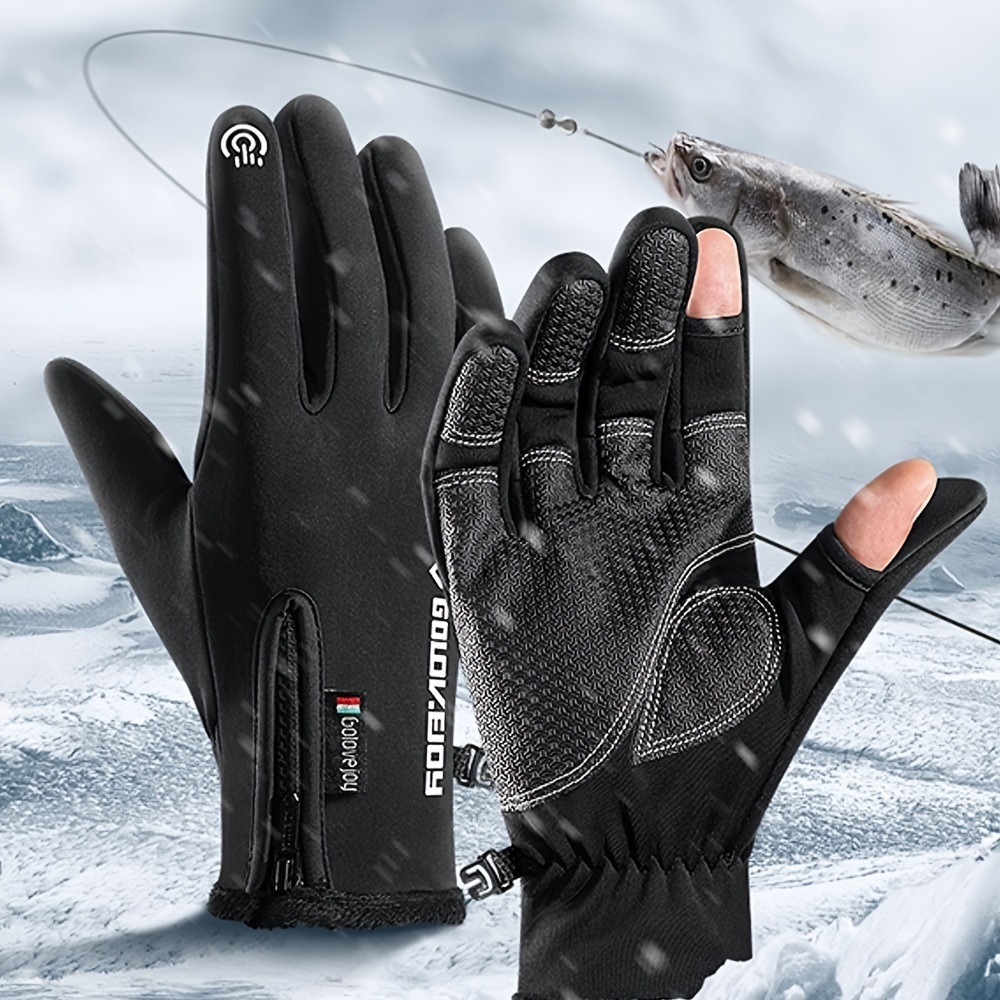 Fishing Waterproof Warm Flip Fingerless Gloves - Temu