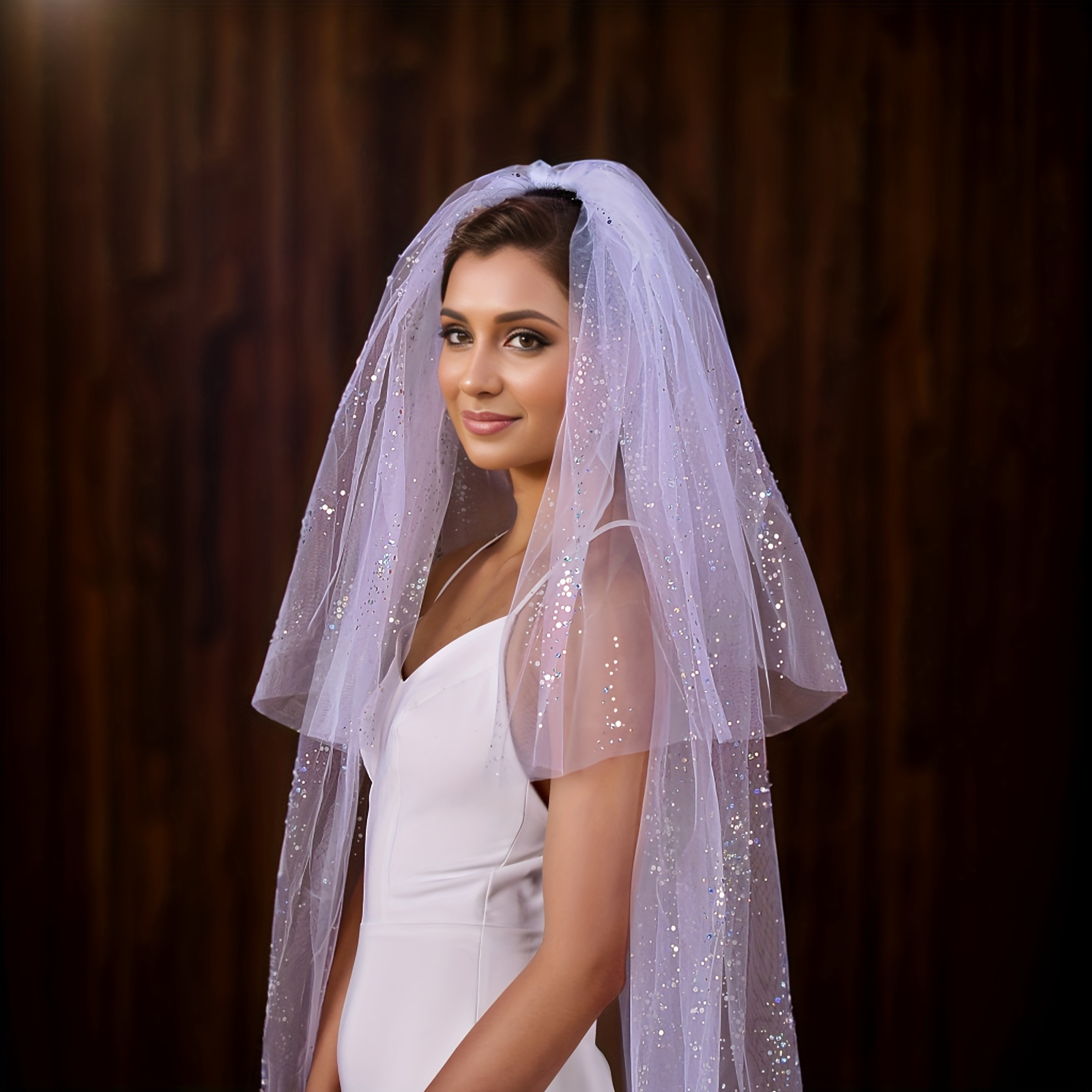 1pc Women Faux Pearl Decor Luxury Bridal Veil For Wedding Party