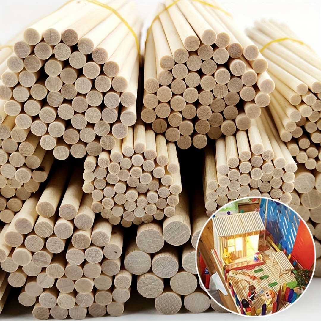 100pcs 80mm Round Wooden Sticks for DIY Wood Crafts Home Garden Decoration