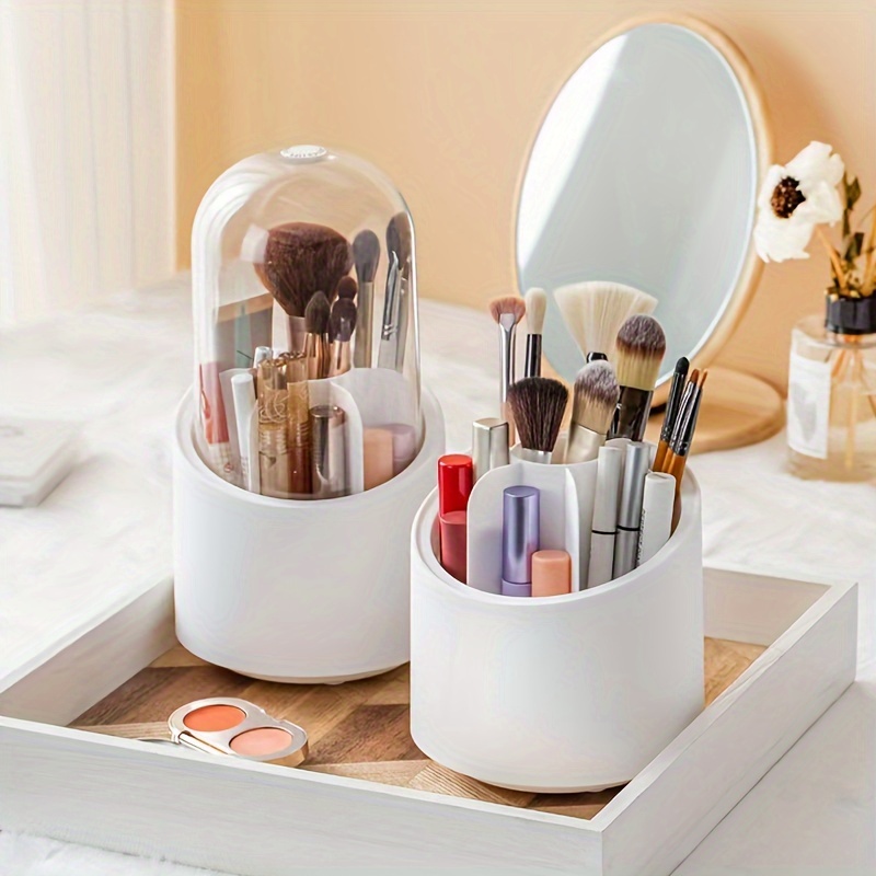 1pc Rotating Makeup Brush Holder Storage Container For Eyeshadow Brush And  Tabletop Dresser Organizer