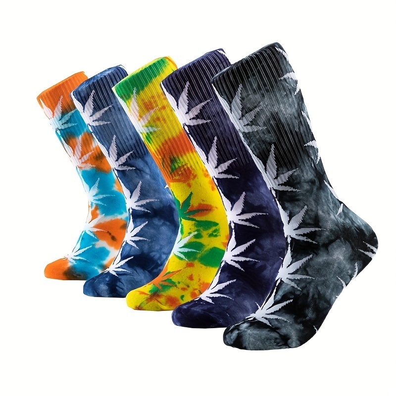 1pair Unisex Casual Tie-dye Soft Cotton Crew Socks, Hip Hop Colorful Cotton Socks, Novelty Funny Athletic Socks For Women Men