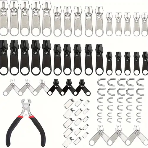 24 Pcs #5#7 Zipper Sliders Replacement Zipper Pull Repair Kit Includes top  and Bottom stoppers for Clothing Bags Purses Luggage Metal Plastic Nylon