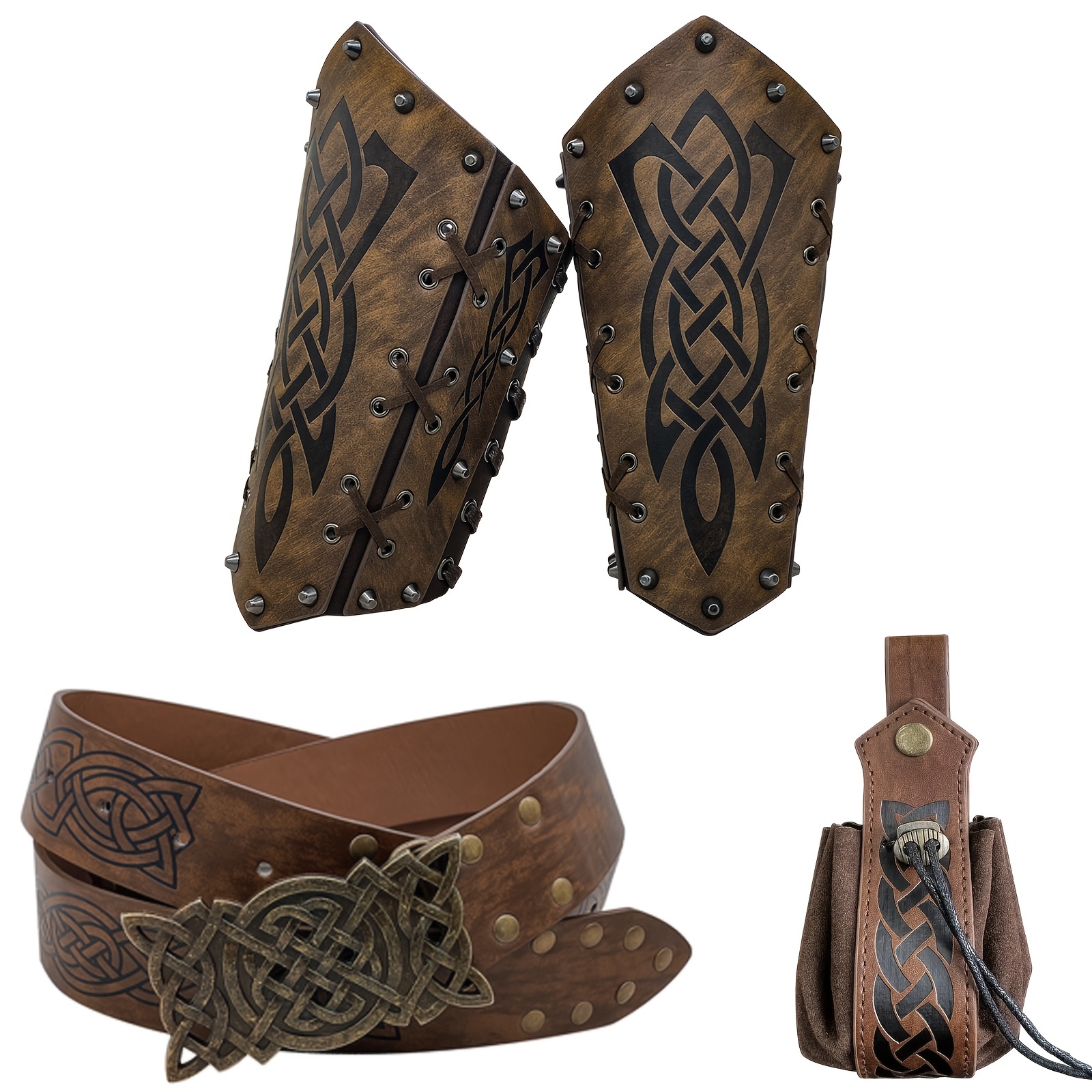 Medieval Embossed Viking Vegvisir PU Leather Belt Retro