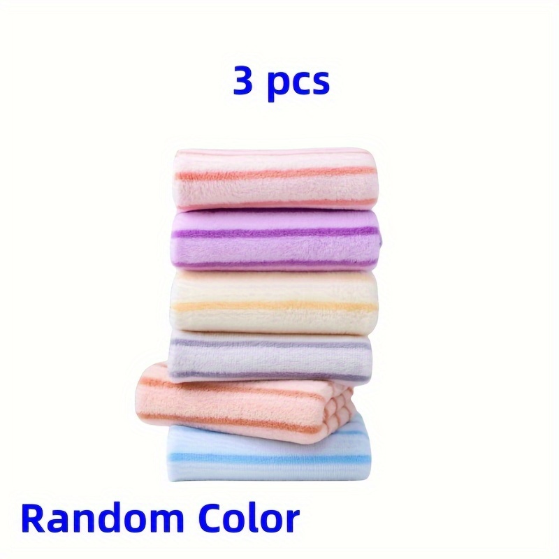 3pcs/set Double-sided Colored Towel Set, Coral Fleece Soft Bath