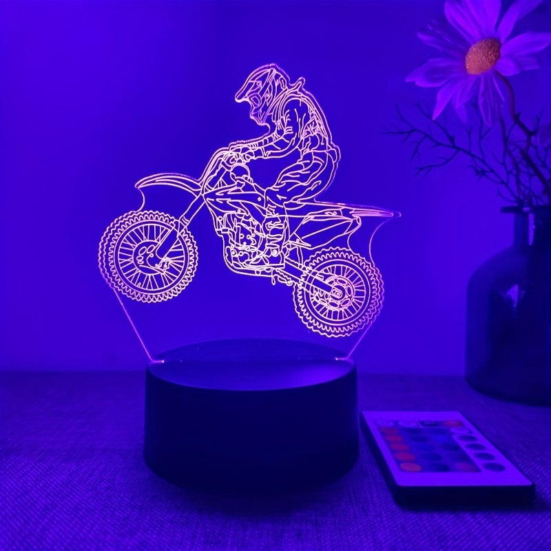 DIRT BIKE MOTOCROSS 3D Acrylic LED 7 Colour Night Light Touch Table Lamp  Gift 2