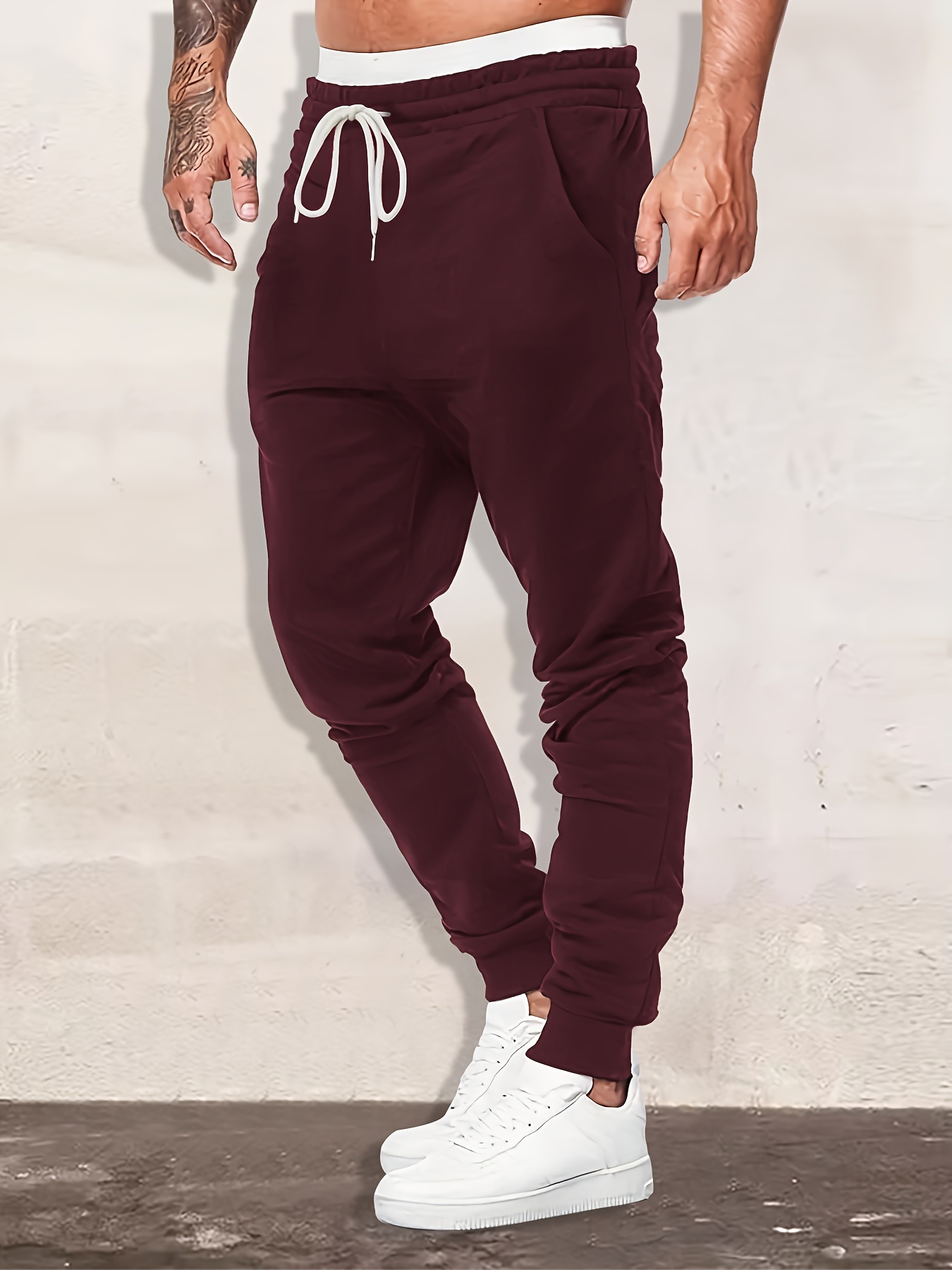 Mens hot sale burgundy joggers