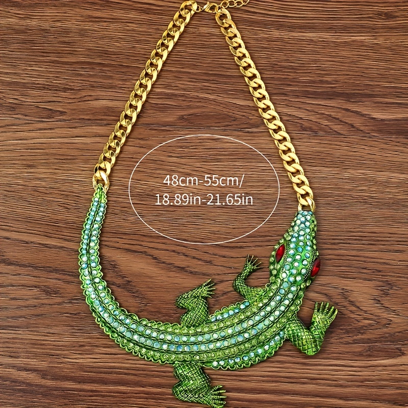 Green Bedazzled Mini Croc Necklace