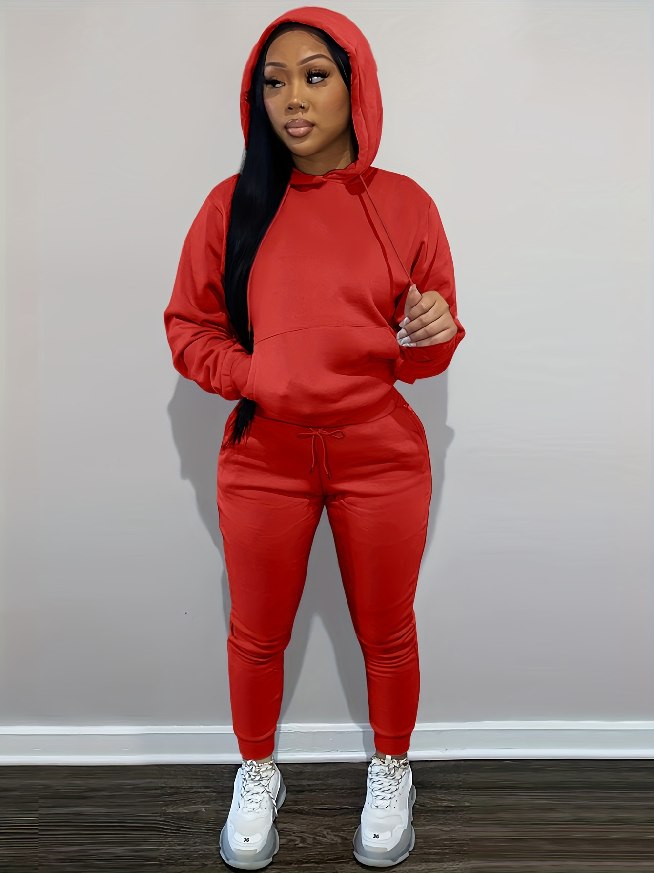  Two Piece Outfits For Women Jogging Suits Casual Jogger  Tracksuit Long Sleeve Sweatsuit Pants Sets Big Red XXL