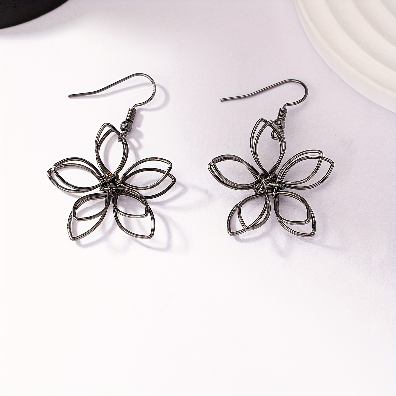 Flower Hollow Dangle Earrings Alloy Earrings