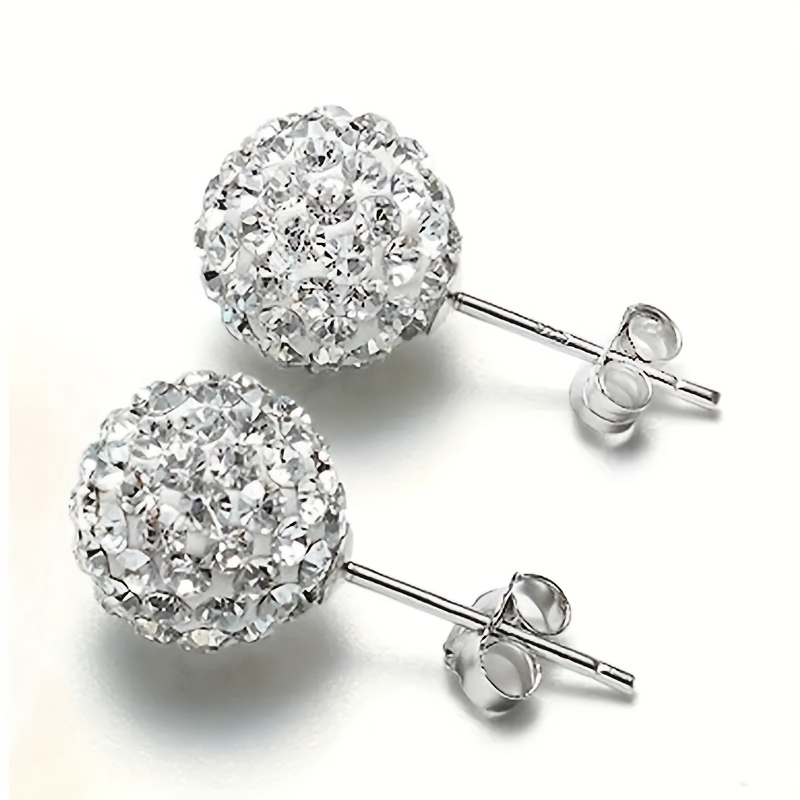 

2 Pcs/pair Men's Fashion Cubic Zirconia Ball Stud Earrings, Birthday Holiday Gift